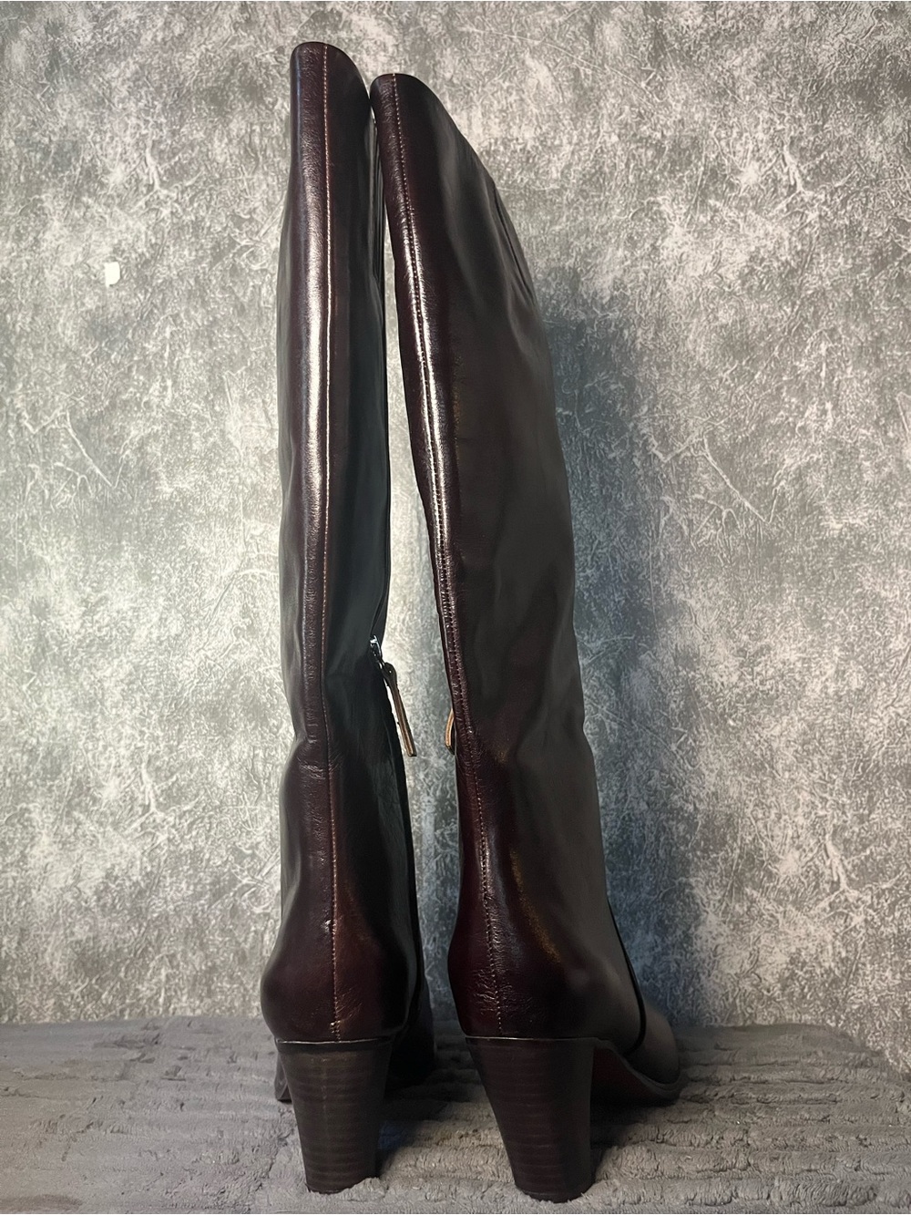 Franco Sarto Women's Tall Leather Boots in Dark Burgundy NEW without Box - Picture 3 of 4